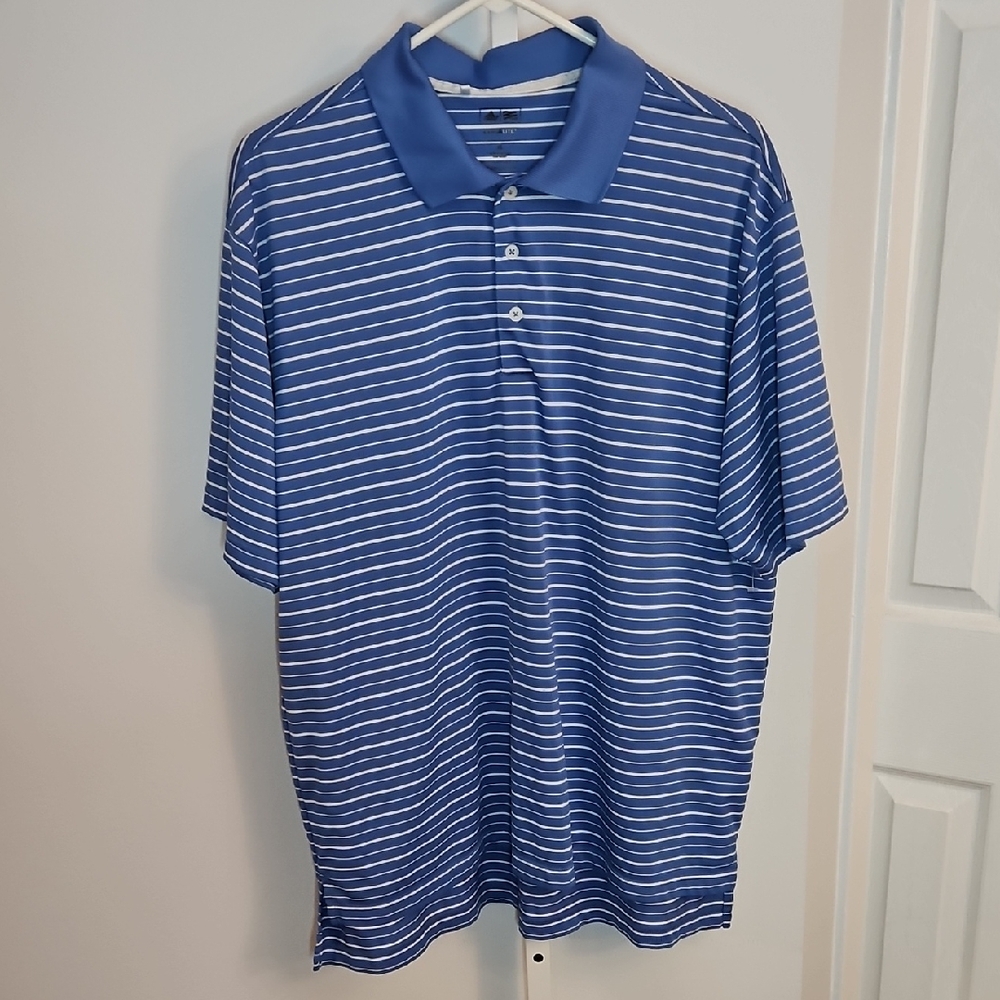 Adidas Golf Climalite Polo Men’s XL Blue Striped